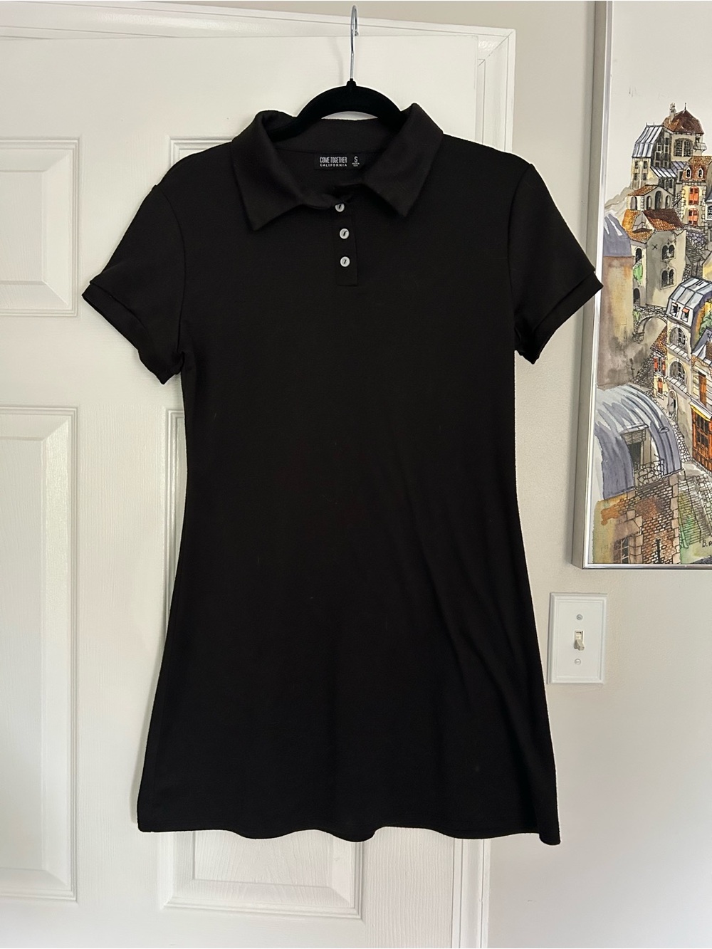 Come Together California mini polo dress in black
